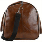 Holdall with Leather Weekend Bag Vintage PU Duffel - product gallery image 3