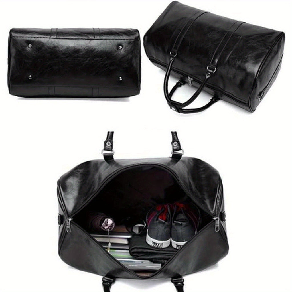 Holdall with Leather Weekend Bag Vintage PU Duffel - product gallery image 5