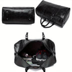 Holdall with Leather Weekend Bag Vintage PU Duffel - product gallery image 5