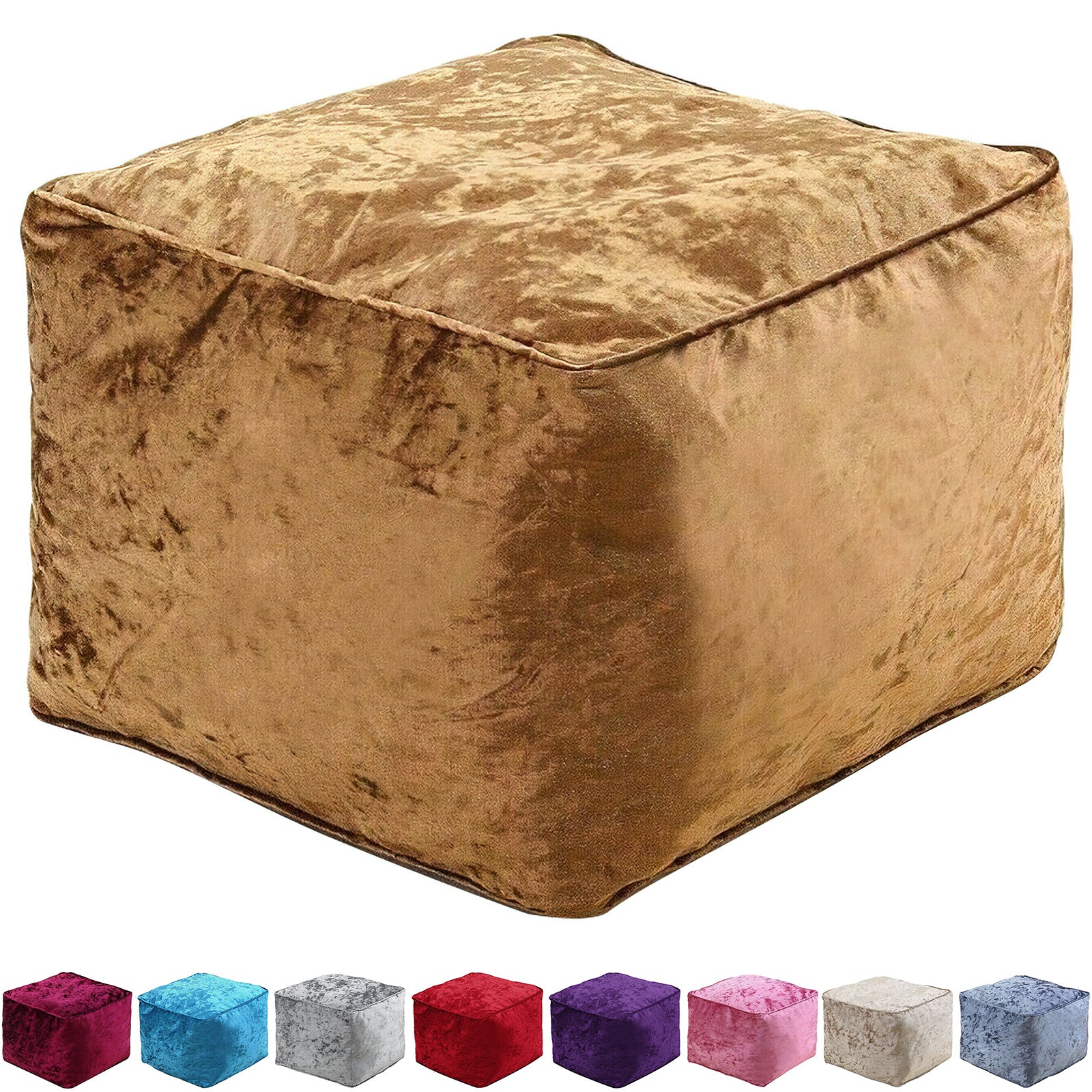 Home Furniture & Storage with 30cm, Velvet, Crushed Velvet Cube Pouffe - Brown option