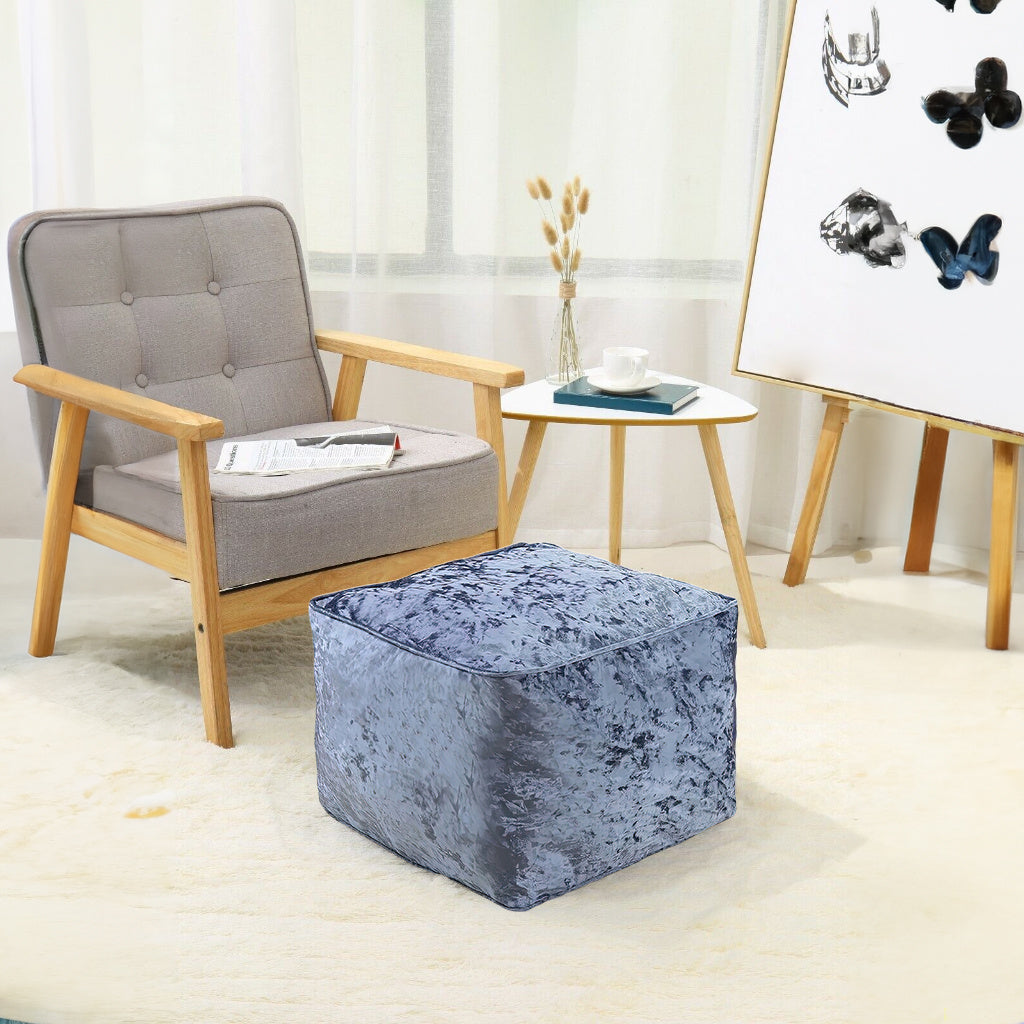 Home Furniture & Storage with 30cm, Velvet, Crushed Velvet Cube Pouffe - product gallery image 2