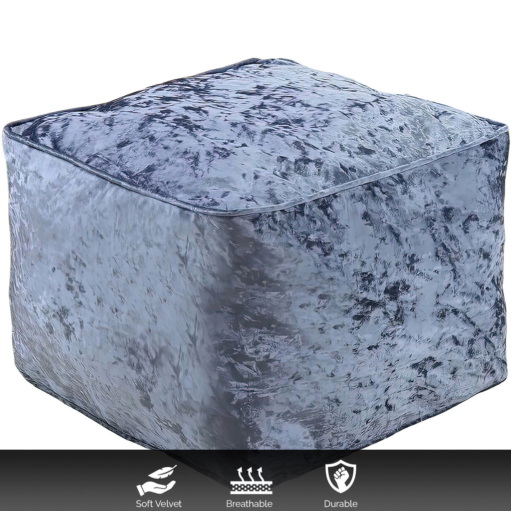 Home Furniture & Storage with 30cm, Velvet, Crushed Velvet Cube Pouffe - product gallery image 3