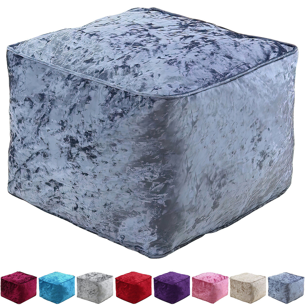 Home Furniture & Storage with 30cm, Velvet, Crushed Velvet Cube Pouffe