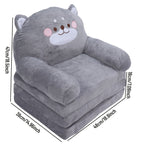 Home Furniture & Storage with Foldable, Kids Folding Plush Sofa Chair Animal - Grey Dog, Three Layers option
