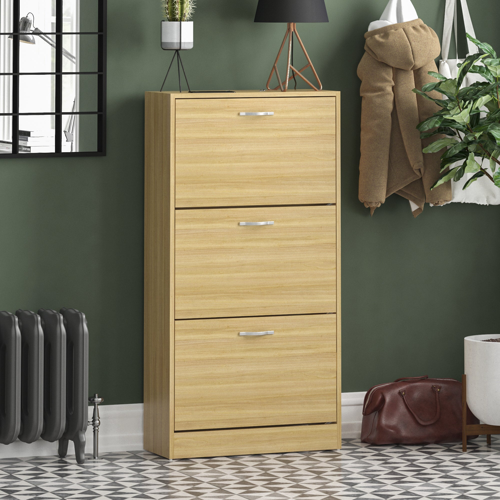 Home Furniture & Storage with Wood, 12 Pairs, Slim 3-Drawer Shoe Cabinet 9-12 Pairs - Pine option