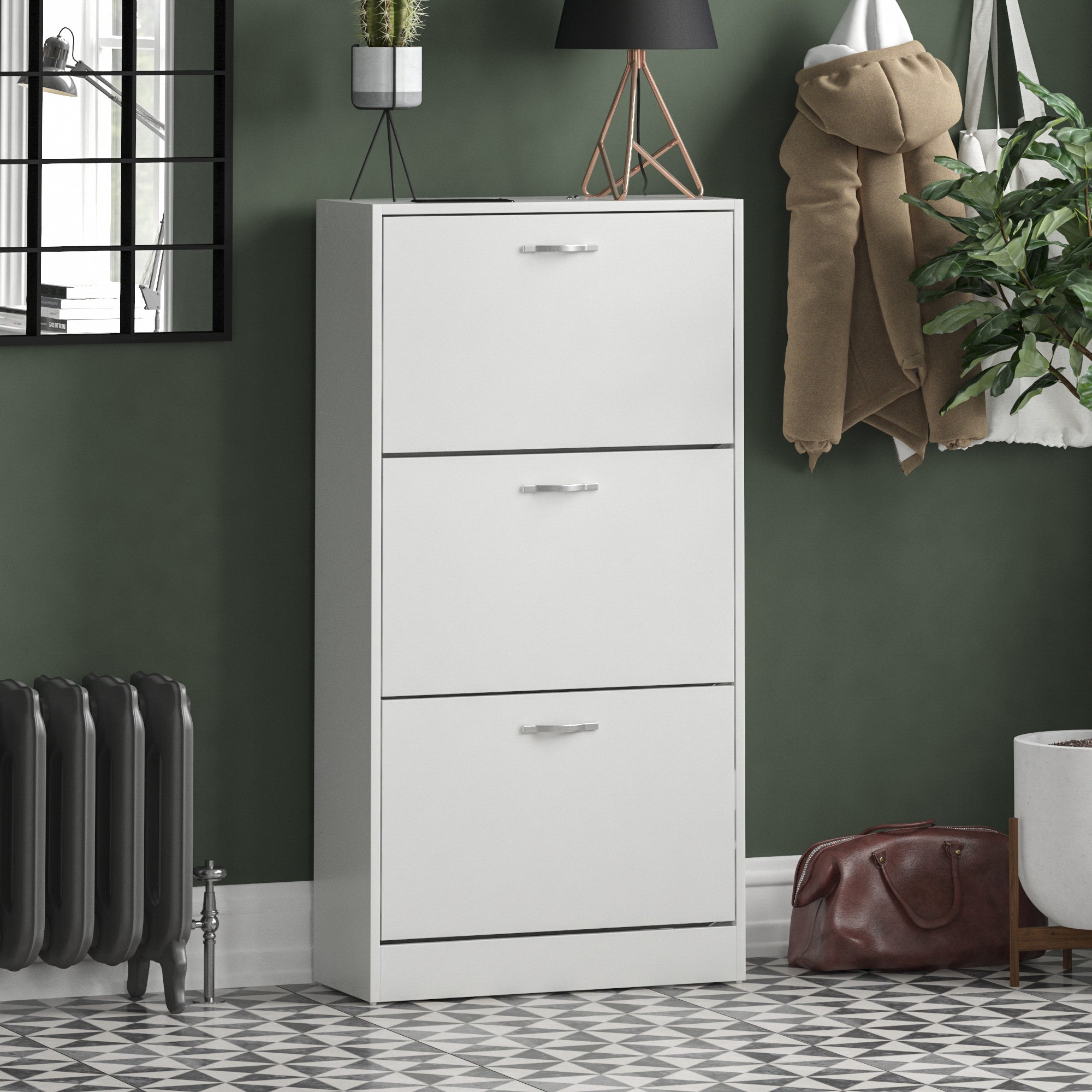 Home Furniture & Storage with Wood, 12 Pairs, Slim 3-Drawer Shoe Cabinet 9-12 Pairs - White option