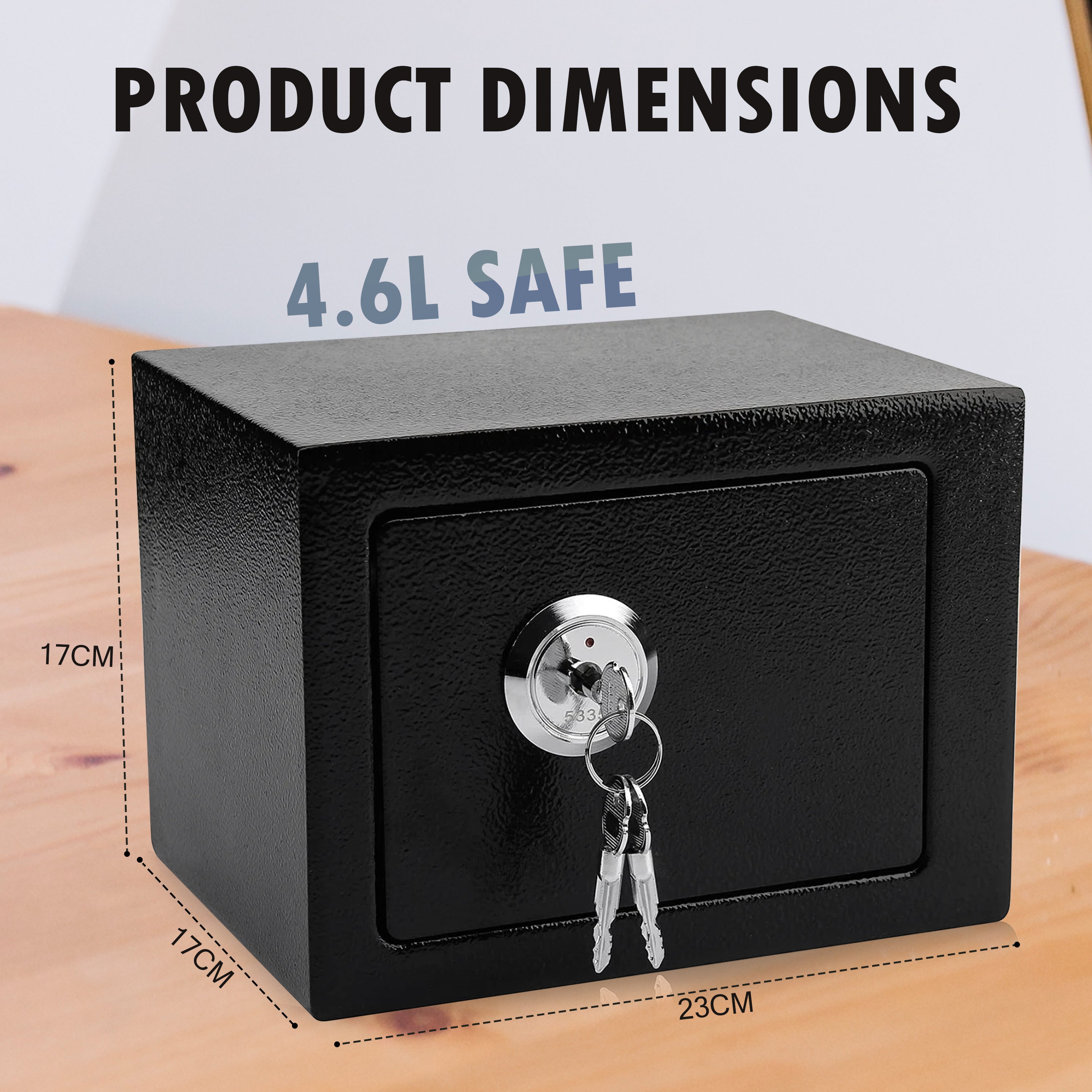 Home Safe Box with Freestanding, 2mm, 4mm, Solid Steel Security Key 4.6L Cash - product gallery image 8
