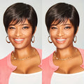 Human Hair Wig Glueless Short Pixie Cut Density Rose with 15.24cm - Black, 15.24cm option