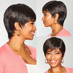 Human Hair Wig Glueless Short Pixie Cut Density Rose with 15.24cm - product gallery image 7