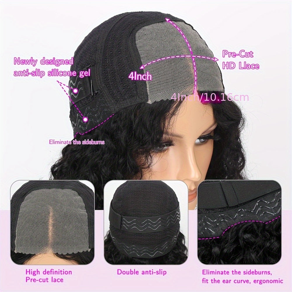 Human Hair Wig Kinky Curly Bob 4x4 Lace Closure for hair, skin and beauty routines - product gallery image 3