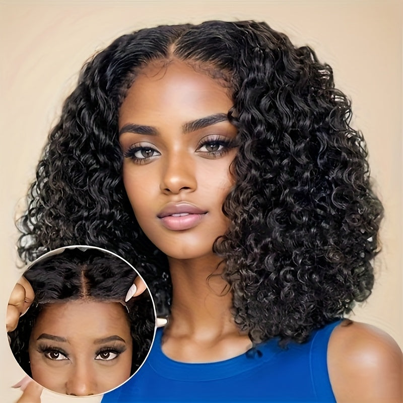 Human Hair Wig Kinky Curly Bob 4x4 Lace Closure for hair, skin and beauty routines - product gallery image 4