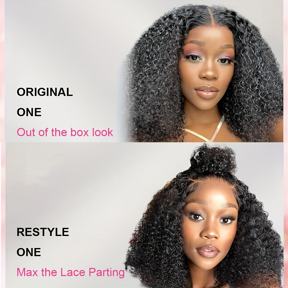 Human Hair Wig Kinky Curly Bob 4x4 Lace Closure for hair, skin and beauty routines - product gallery image 6