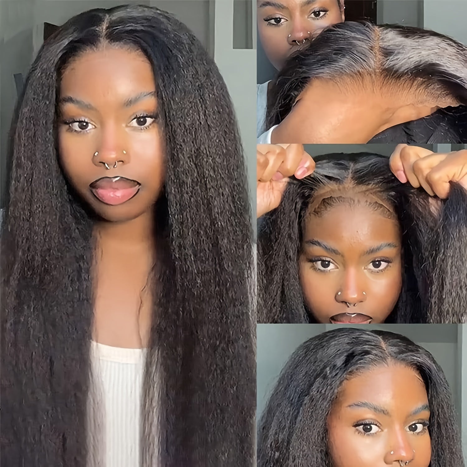 Human Hair Wig Kinky Straight 4x4 HD Lace Density for hair, skin and beauty routines - product gallery image 2