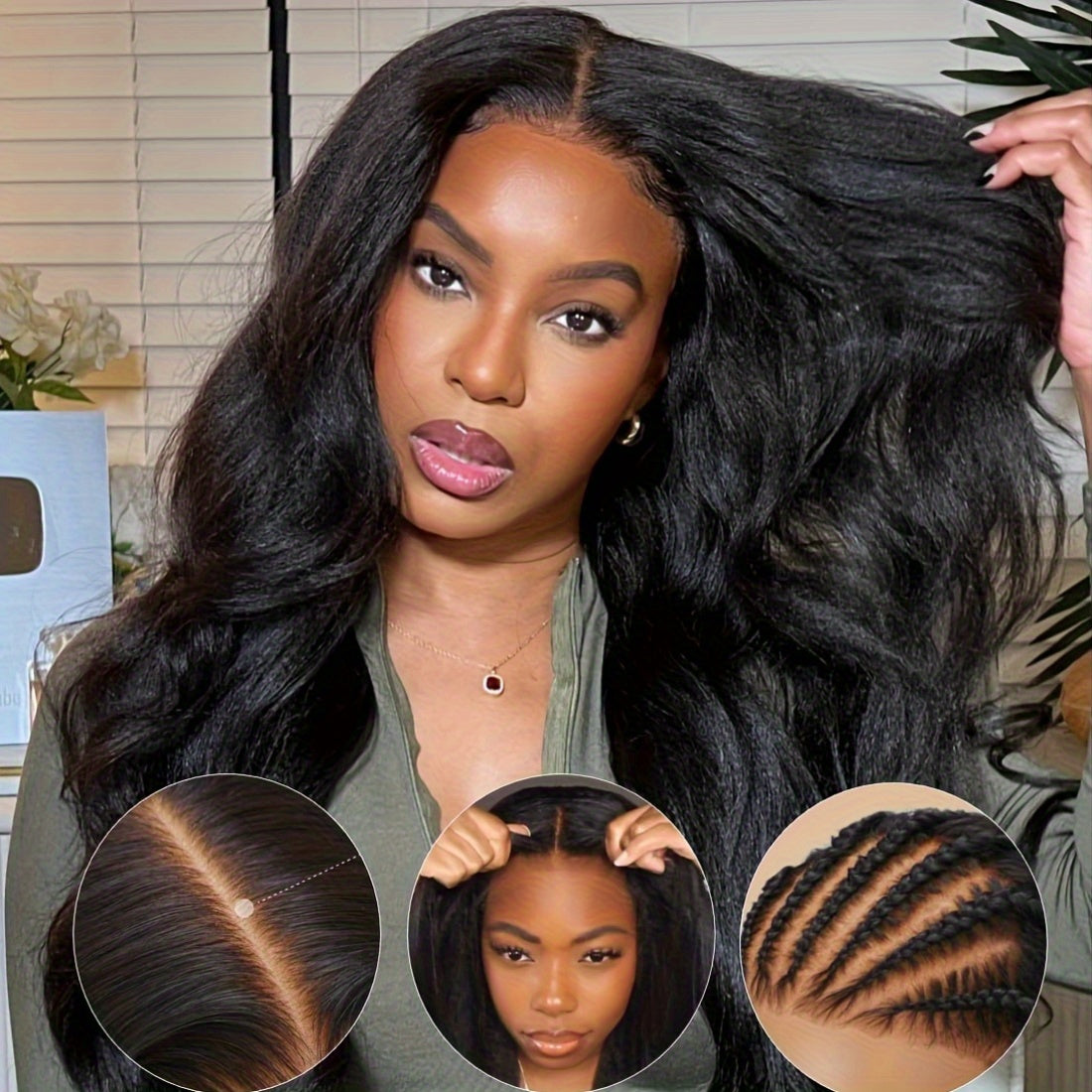 Human Hair Wig Kinky Straight 4x4 HD Lace Density for hair, skin and beauty routines - product gallery image 3