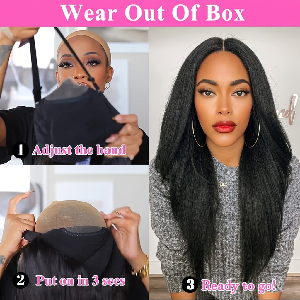 Human Hair Wig Kinky Straight 4x4 HD Lace Density for hair, skin and beauty routines - product gallery image 6
