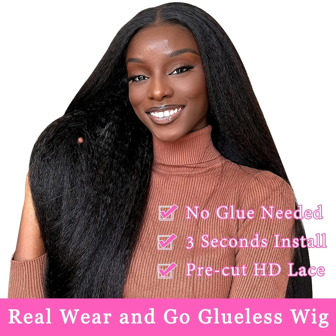 Human Hair Wig Kinky Straight 4x4 HD Lace Density for hair, skin and beauty routines - product gallery image 8