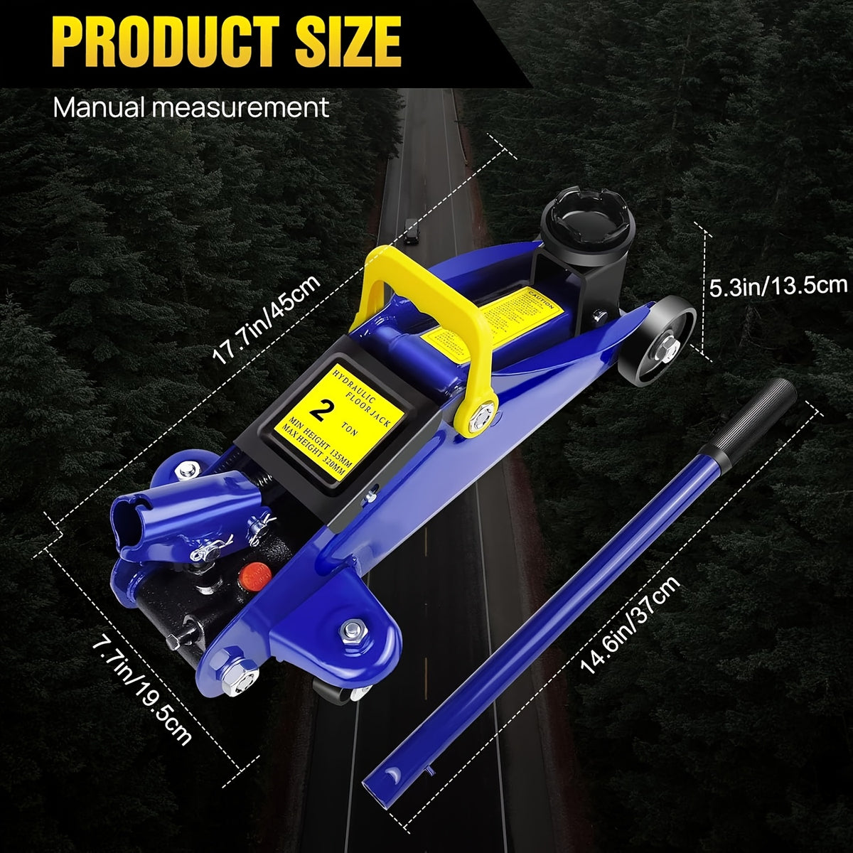 Hydraulic Floor Jack with a 2-Ton Capacity with Adjustable Height, Wheels - product gallery image 3