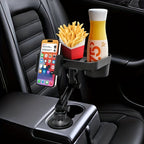 in-1 Car Cup Holder Tray with Phone Mount 3-in-1 Space-Saving Drink Food Organiser - Black option