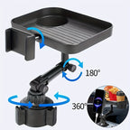 in-1 Car Cup Holder Tray with Phone Mount 3-in-1 Space-Saving Drink Food Organiser - product gallery image 3