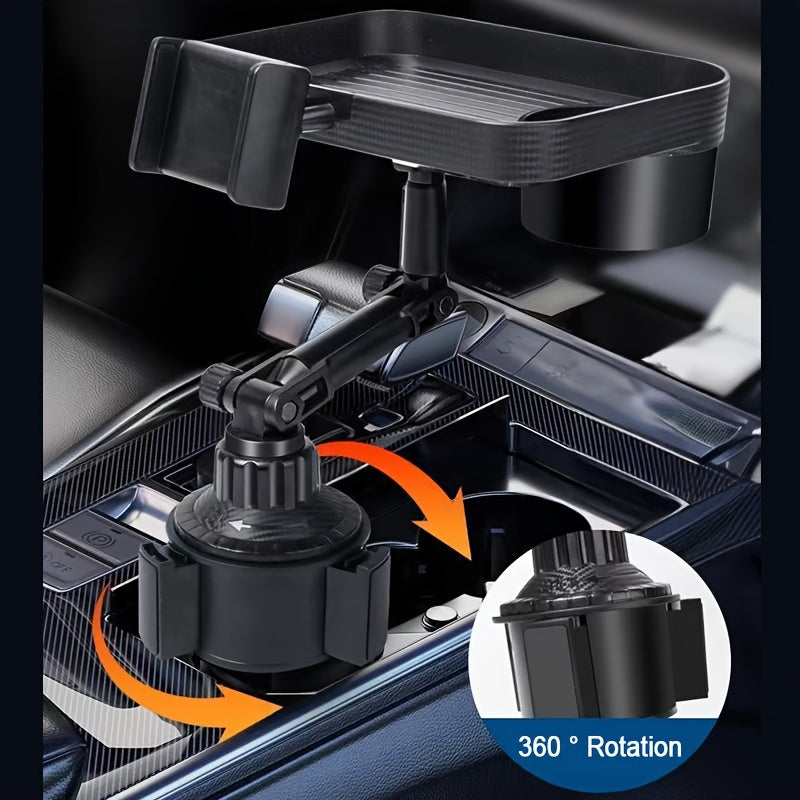 in-1 Car Cup Holder Tray with Phone Mount 3-in-1 Space-Saving Drink Food Organiser - product gallery image 5