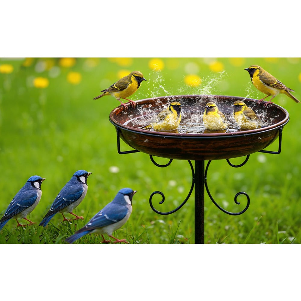 Inch Metal Bird Bath with Stand with Freestanding for gardens and patios - product gallery image 10