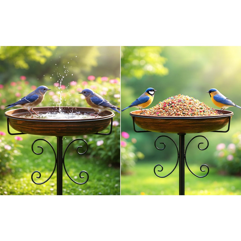 Inch Metal Bird Bath with Stand with Freestanding for gardens and patios - product gallery image 11