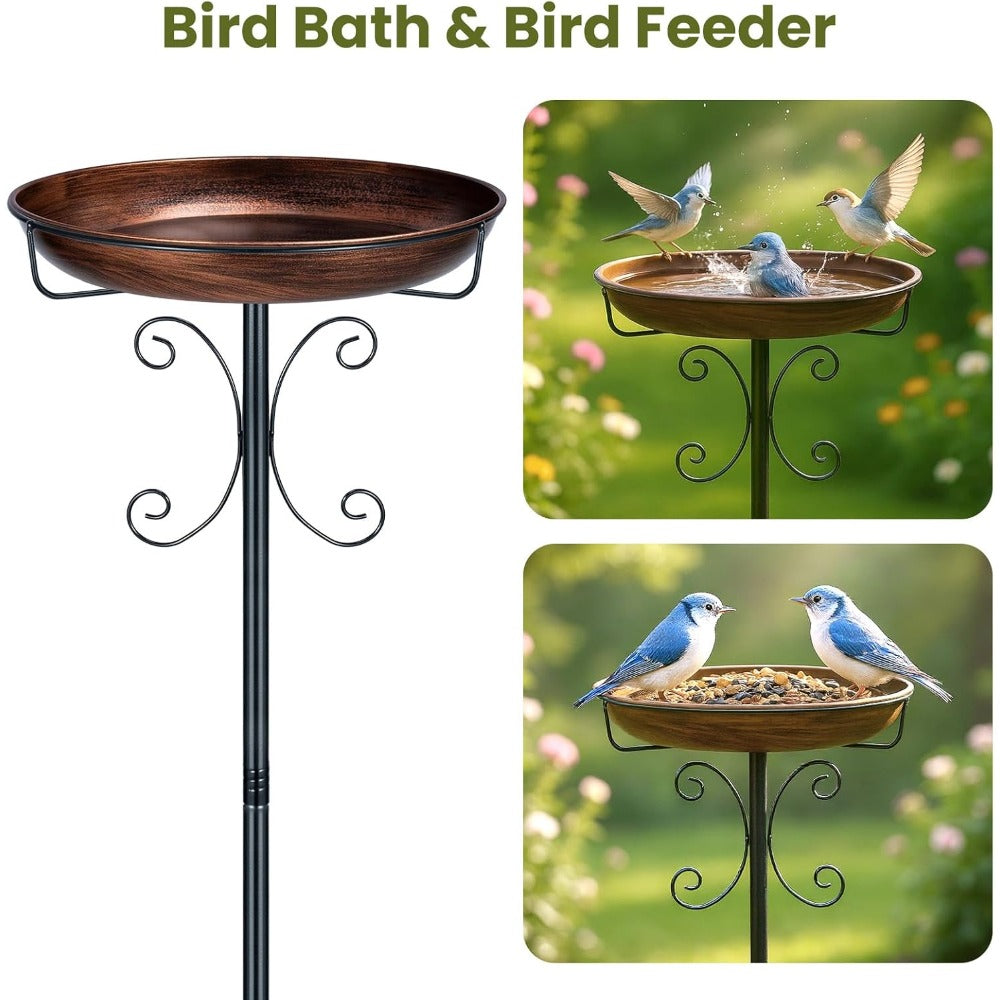 Inch Metal Bird Bath with Stand with Freestanding for gardens and patios - product gallery image 2