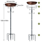 Inch Metal Bird Bath with Stand with Freestanding for gardens and patios - product gallery image 3