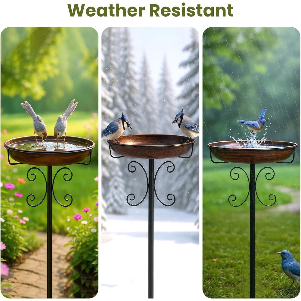 Inch Metal Bird Bath with Stand with Freestanding for gardens and patios - product gallery image 4