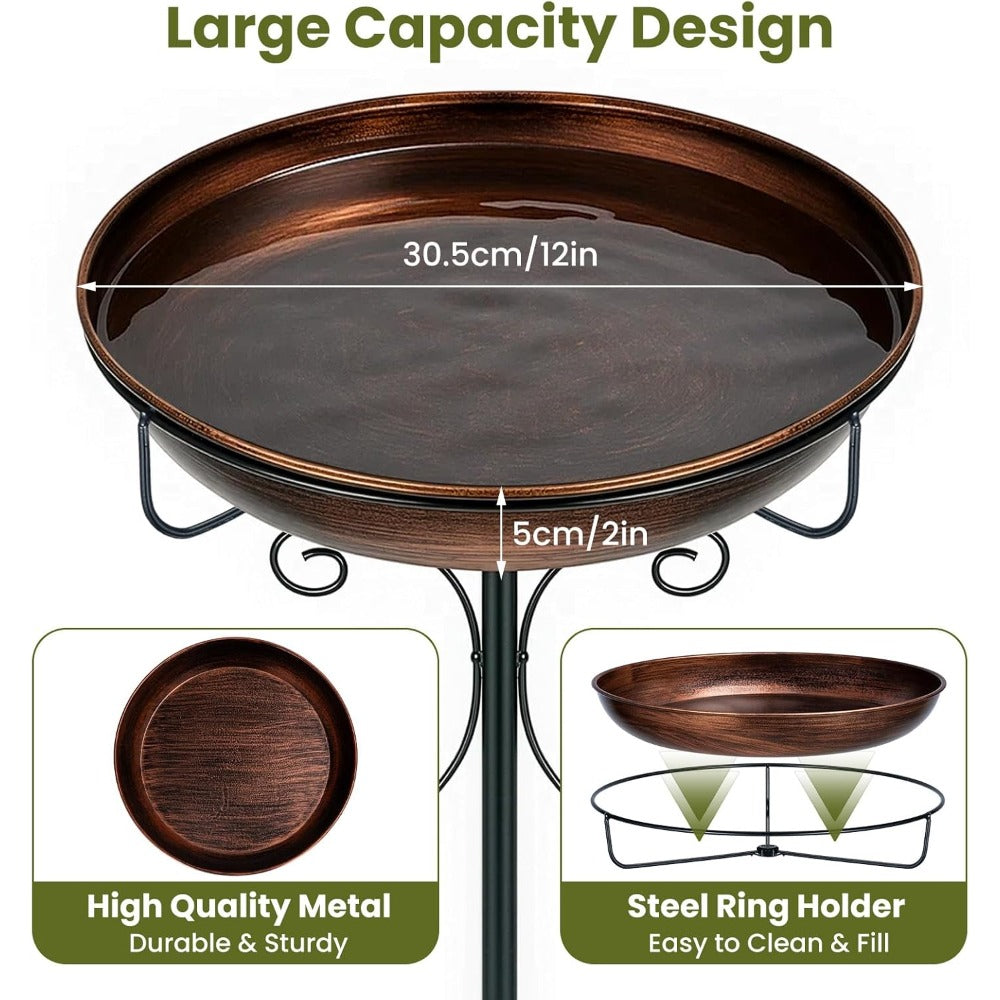 Inch Metal Bird Bath with Stand with Freestanding for gardens and patios - product gallery image 5