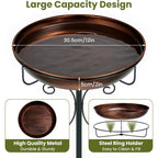Inch Metal Bird Bath with Stand with Freestanding for gardens and patios - product gallery image 5