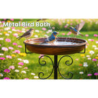 Inch Metal Bird Bath with Stand with Freestanding for gardens and patios - product gallery image 8