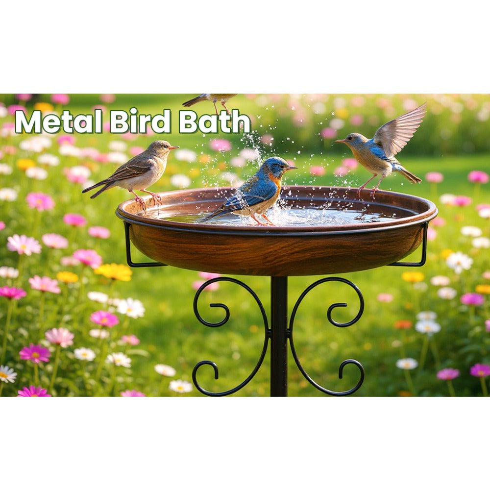 Inch Metal Bird Bath with Stand with Freestanding for gardens and patios - product gallery image 8