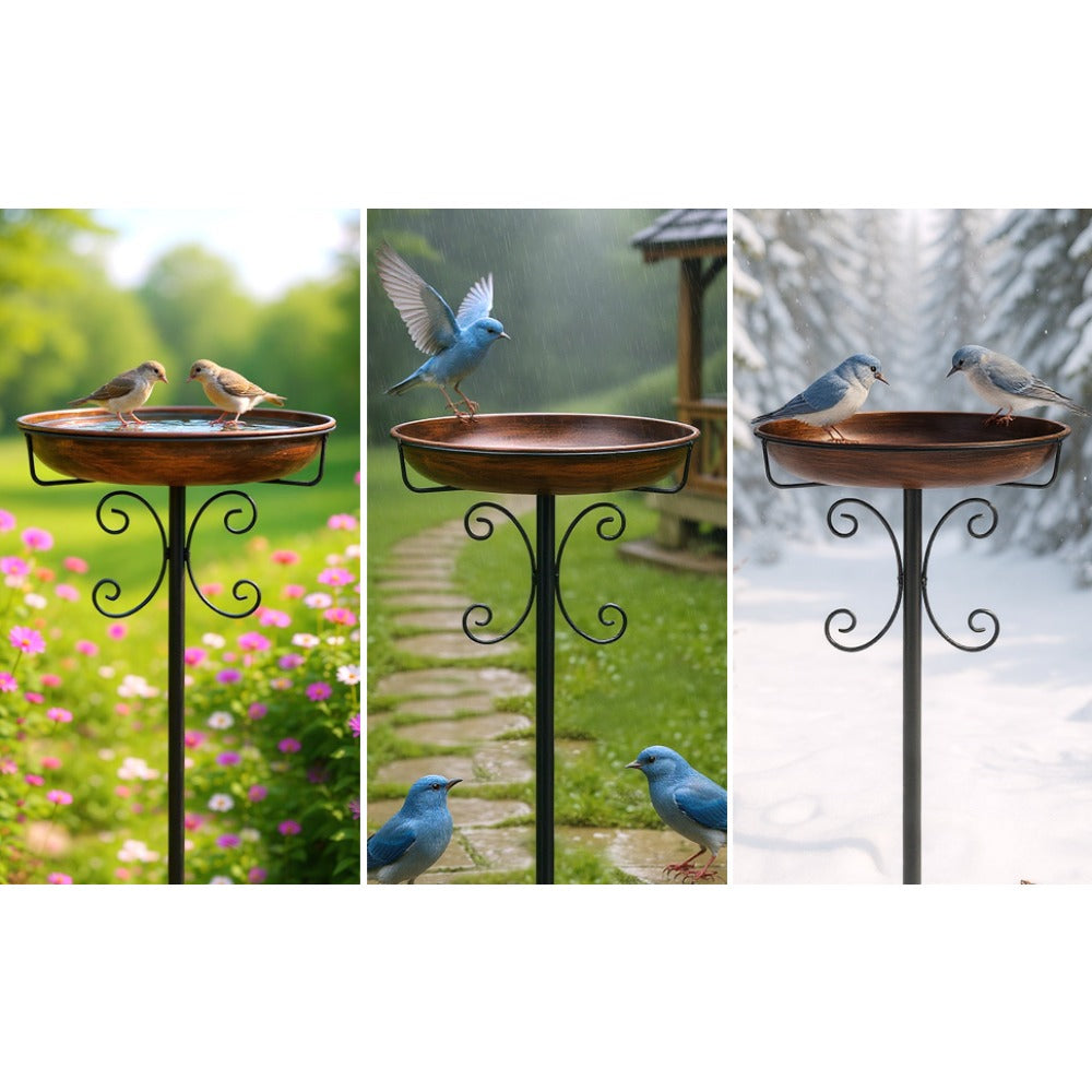 Inch Metal Bird Bath with Stand with Freestanding for gardens and patios - product gallery image 9