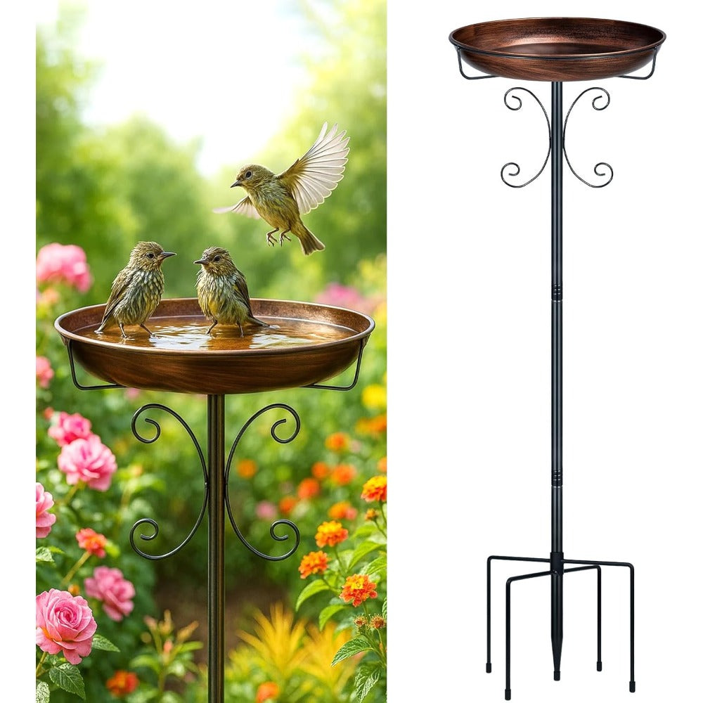 Inch Metal Bird Bath with Stand with Freestanding for gardens and patios