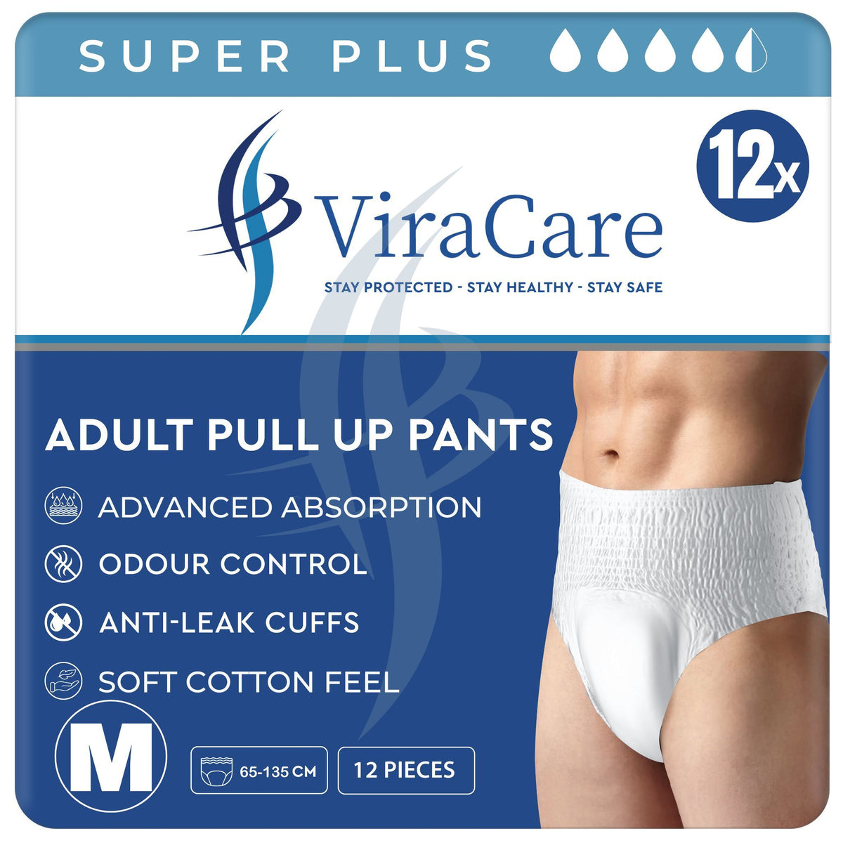 Incontinence Pant with 135cm, Cotton, 12 Pack, 1 Pack of 12