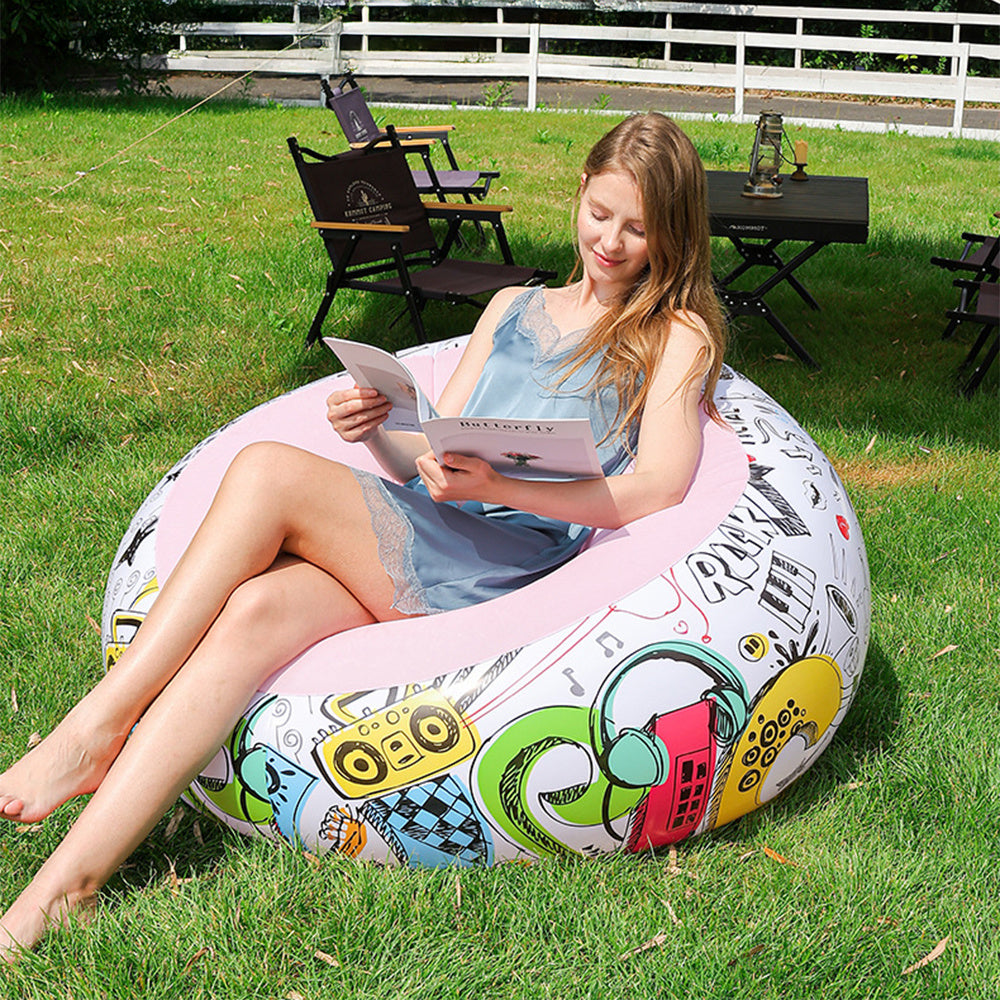 Inflatable Ball Chair with Hand Pump Six Graphic Styles - Pink Graffiti option