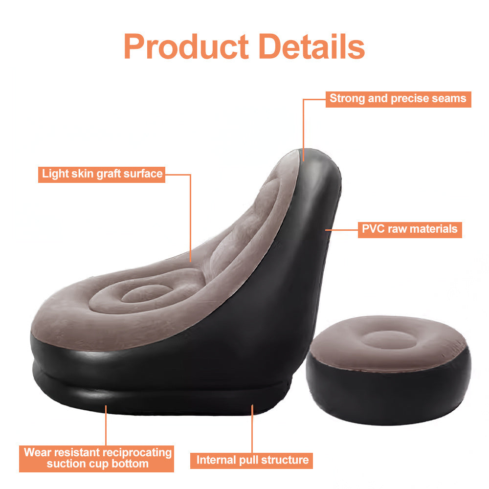 Inflatable Chair with Foldable, Velvet, Inflatable Sofa + Footrest (2 pcs set) - product gallery image 11