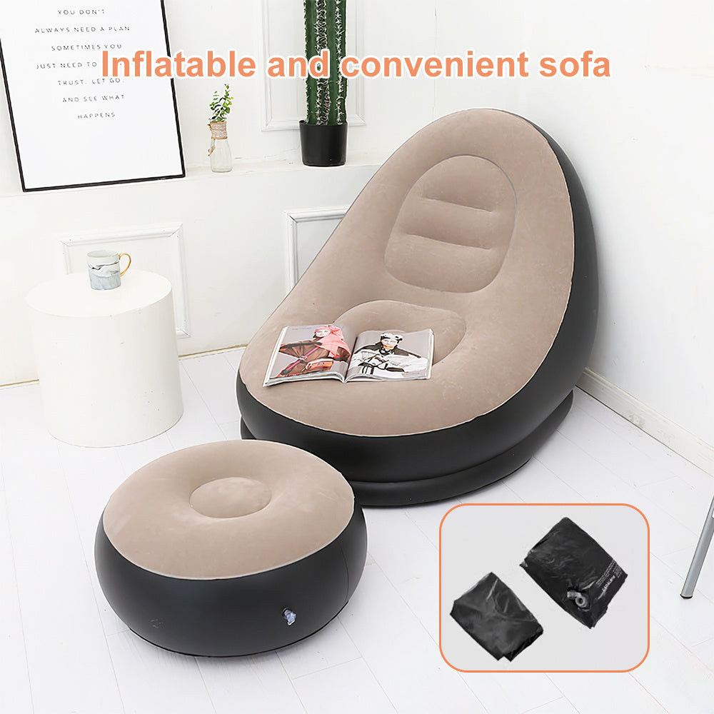 Inflatable Chair with Foldable, Velvet, Inflatable Sofa + Footrest (2 pcs set) - product gallery image 12