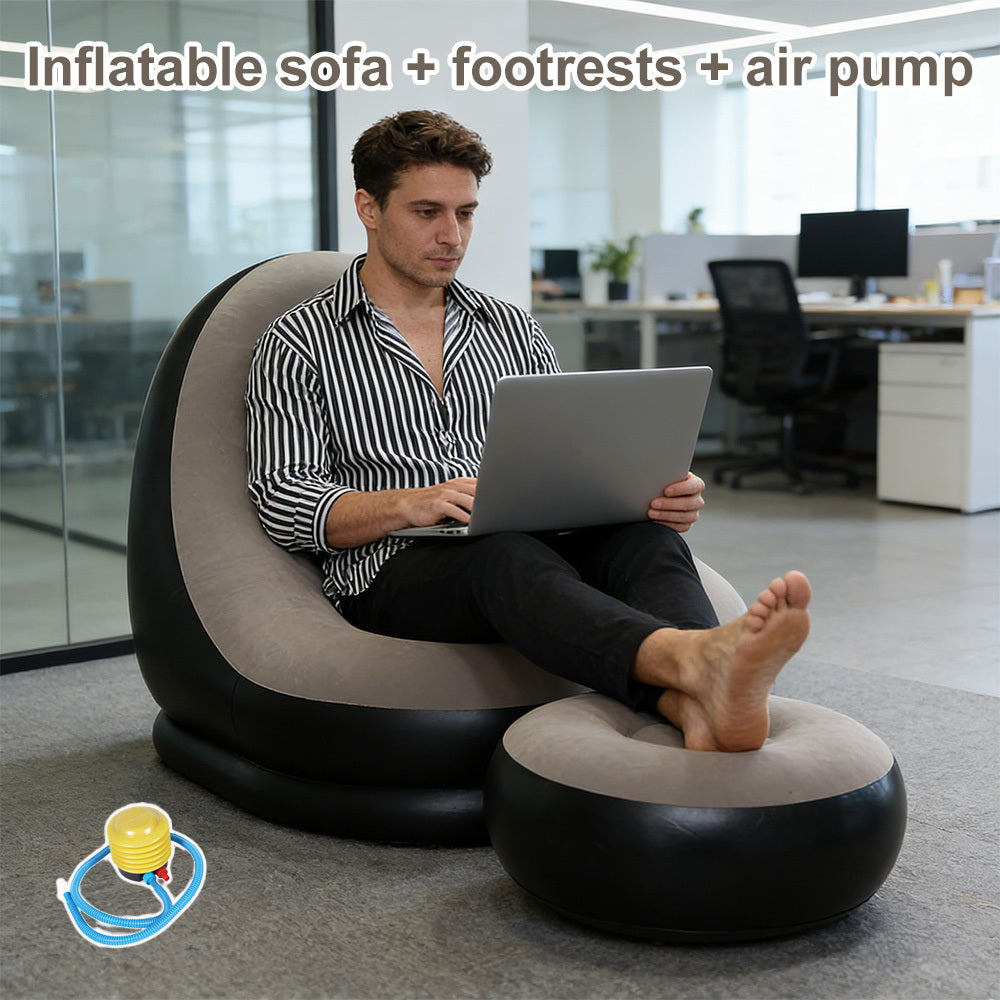 Inflatable Chair with Foldable, Velvet, Inflatable Sofa + Footrest (2 pcs set) - product gallery image 16