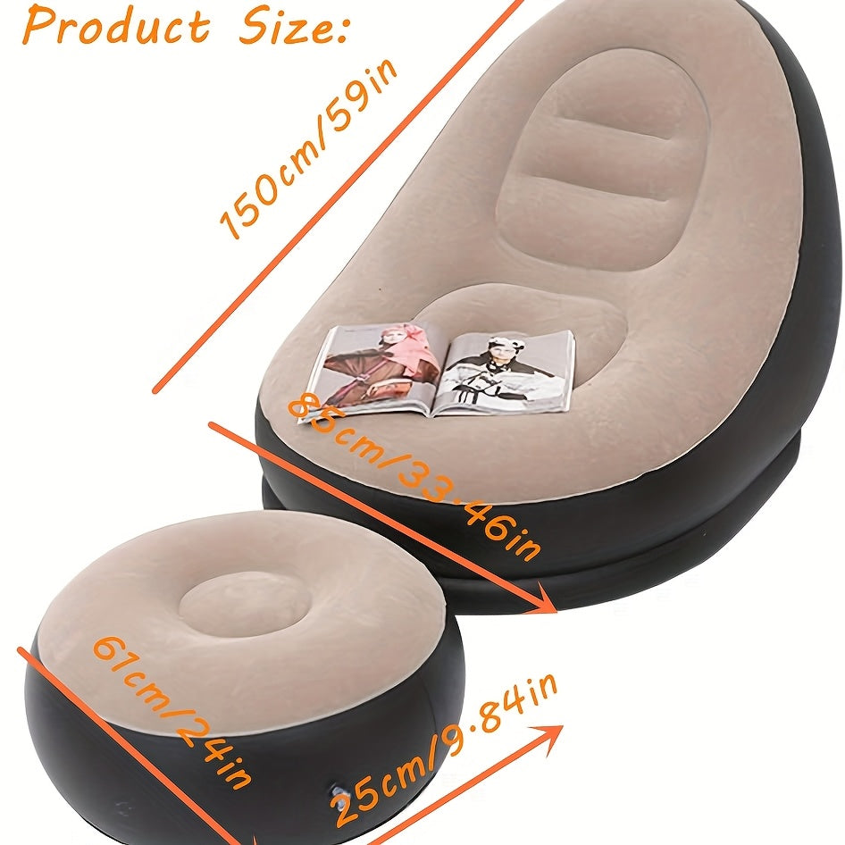 Inflatable Chair with Leisure, Lounge Footstool Adults 59-Inch Flocked - product gallery image 3