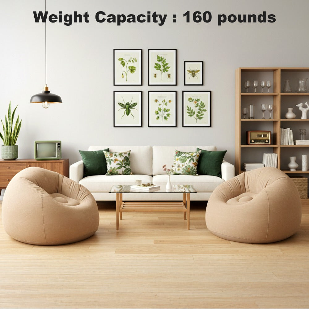 Inflatable Furniture with Foldable, 1pcs, Air Sofa Chair Plush Flocked PVC - product gallery image 2