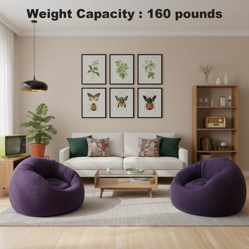 Inflatable Furniture with Foldable, 1pcs, Air Sofa Chair Plush Flocked PVC - product gallery image 9