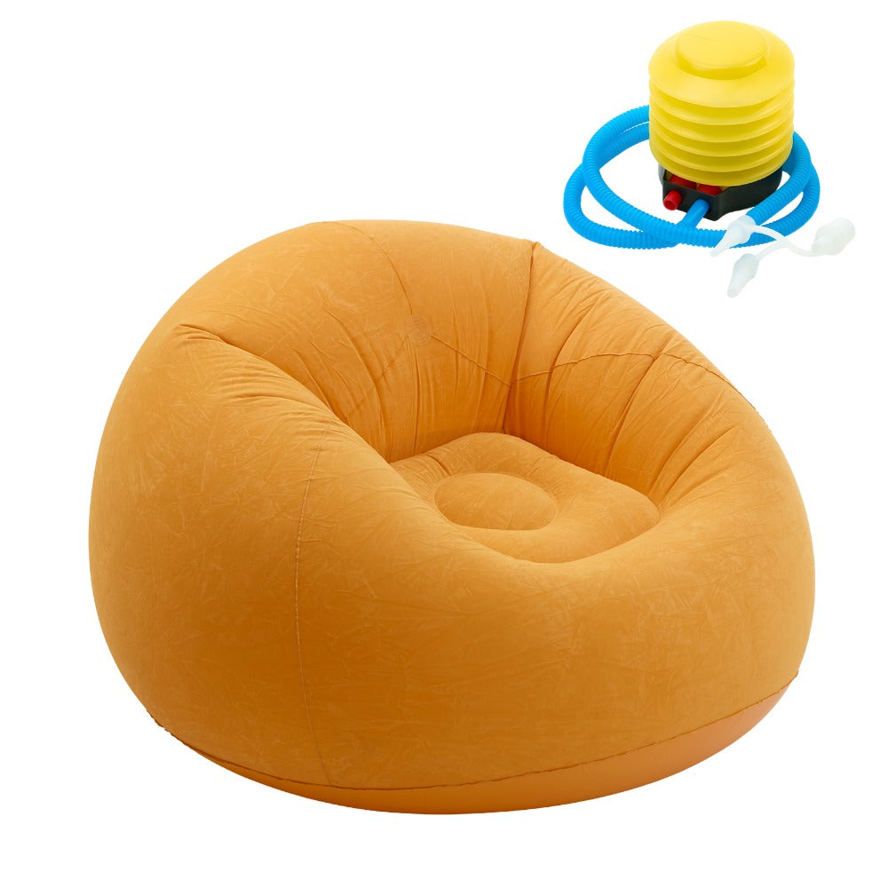 Inflatable Furniture with Foldable, 1pcs, Air Sofa Chair Plush Flocked PVC - Orange-yellow, 1pcs option