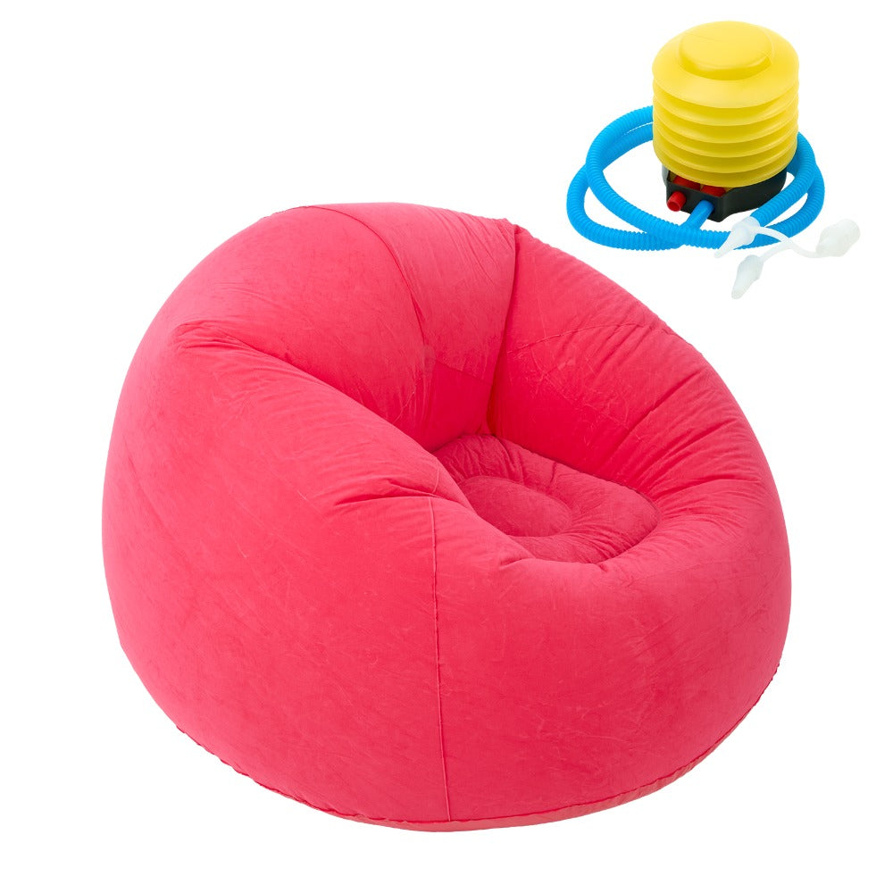 Inflatable Furniture with Foldable, 1pcs, Air Sofa Chair Plush Flocked PVC - Rose red, 1pcs option
