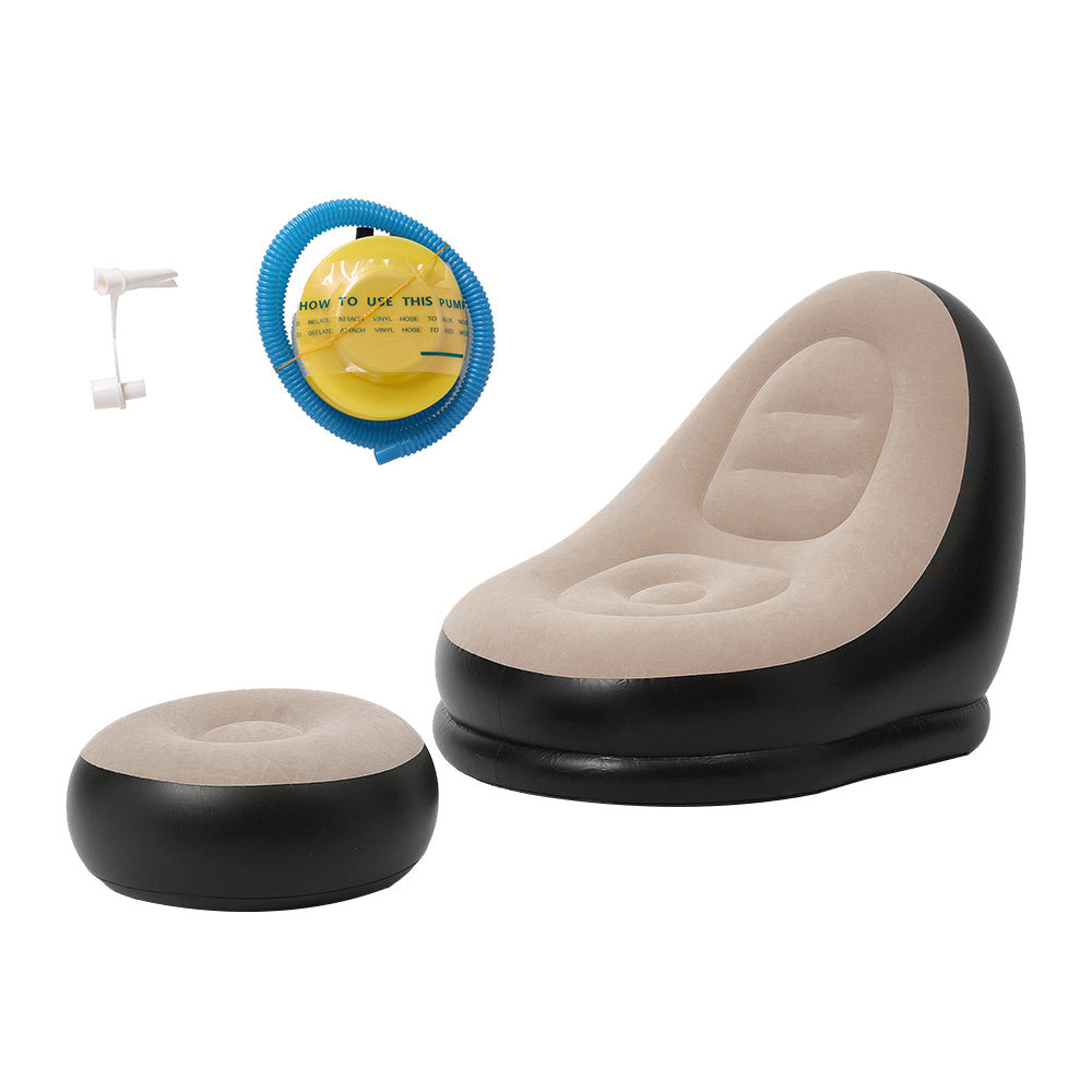 Inflatable Lounger Set with Sofa Footstool PVC Air Foot Pump - product gallery image 2