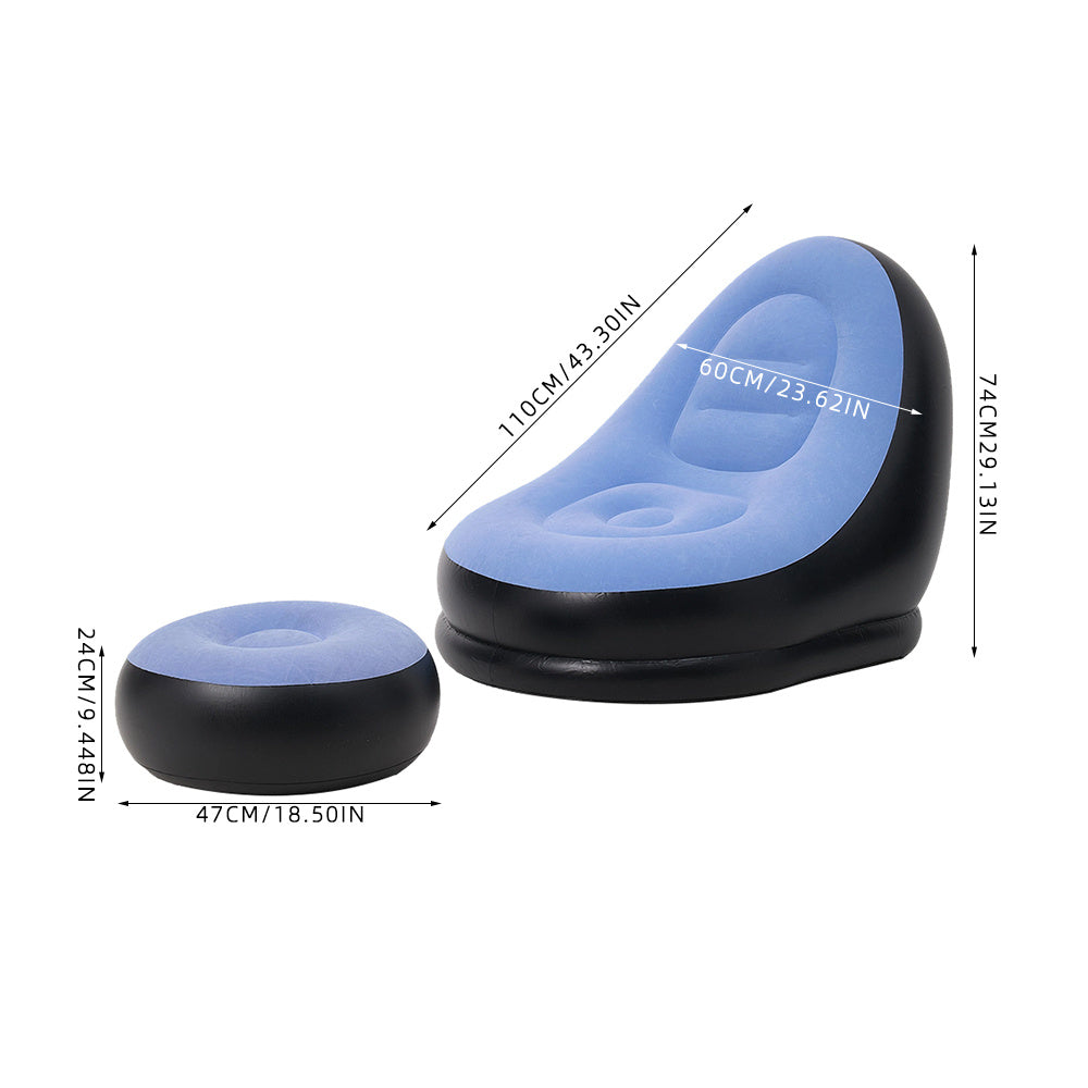 Inflatable Lounger Set with Sofa Footstool PVC Air Foot Pump - product gallery image 9