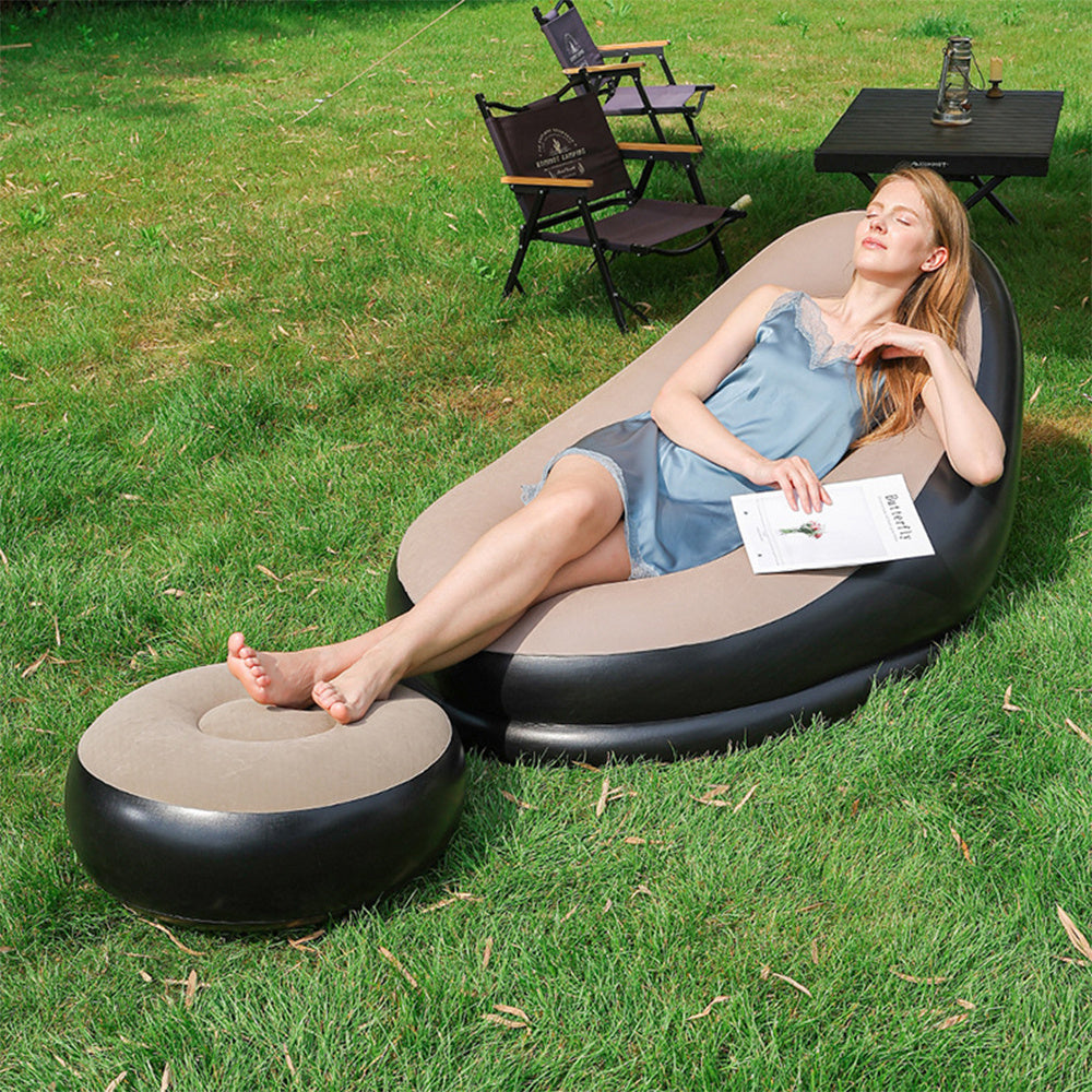 Inflatable Lounger Set with Sofa Footstool PVC Air Foot Pump