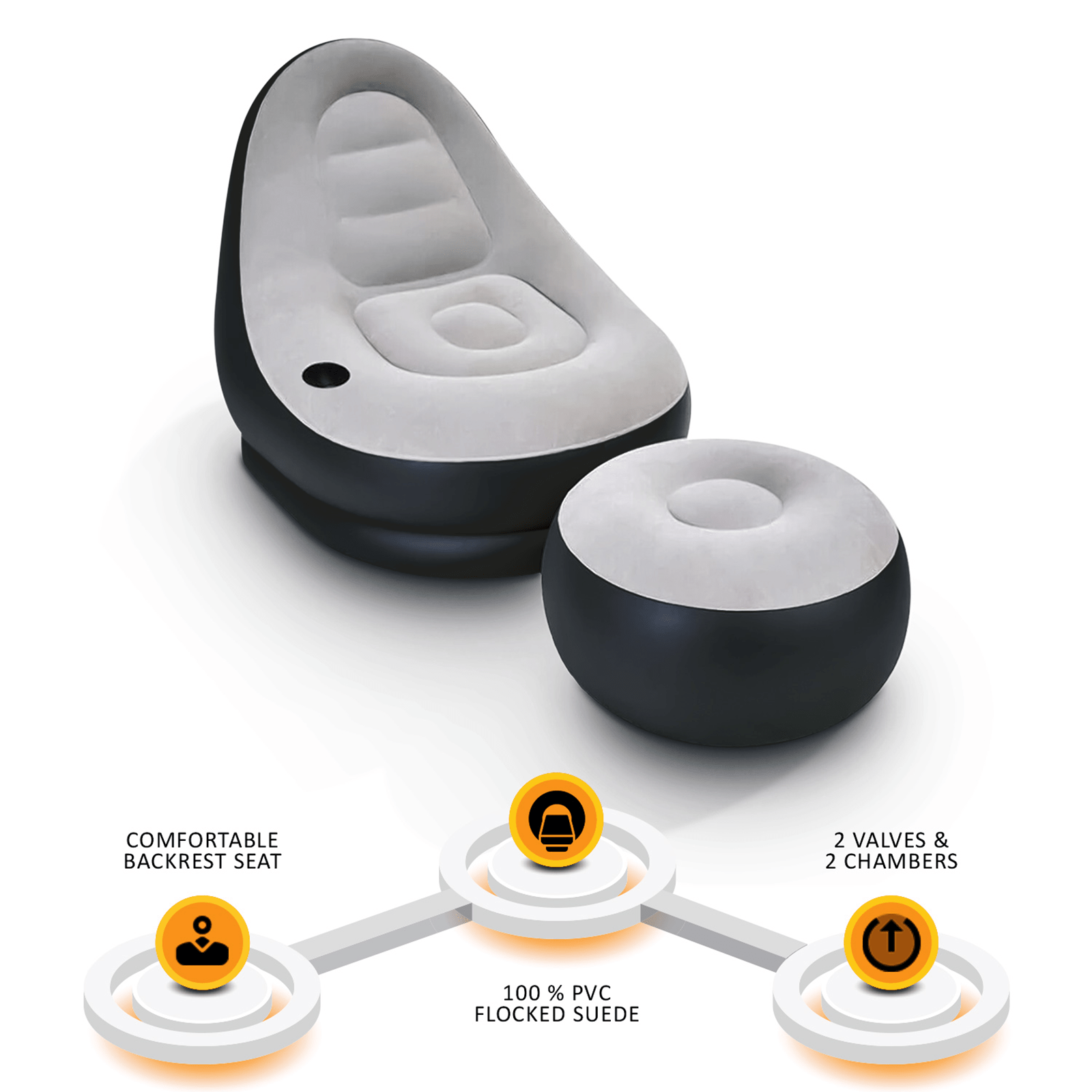 Inflatable Lounger with Waterproof, Plastic, Deluxe Lounger - product gallery image 2
