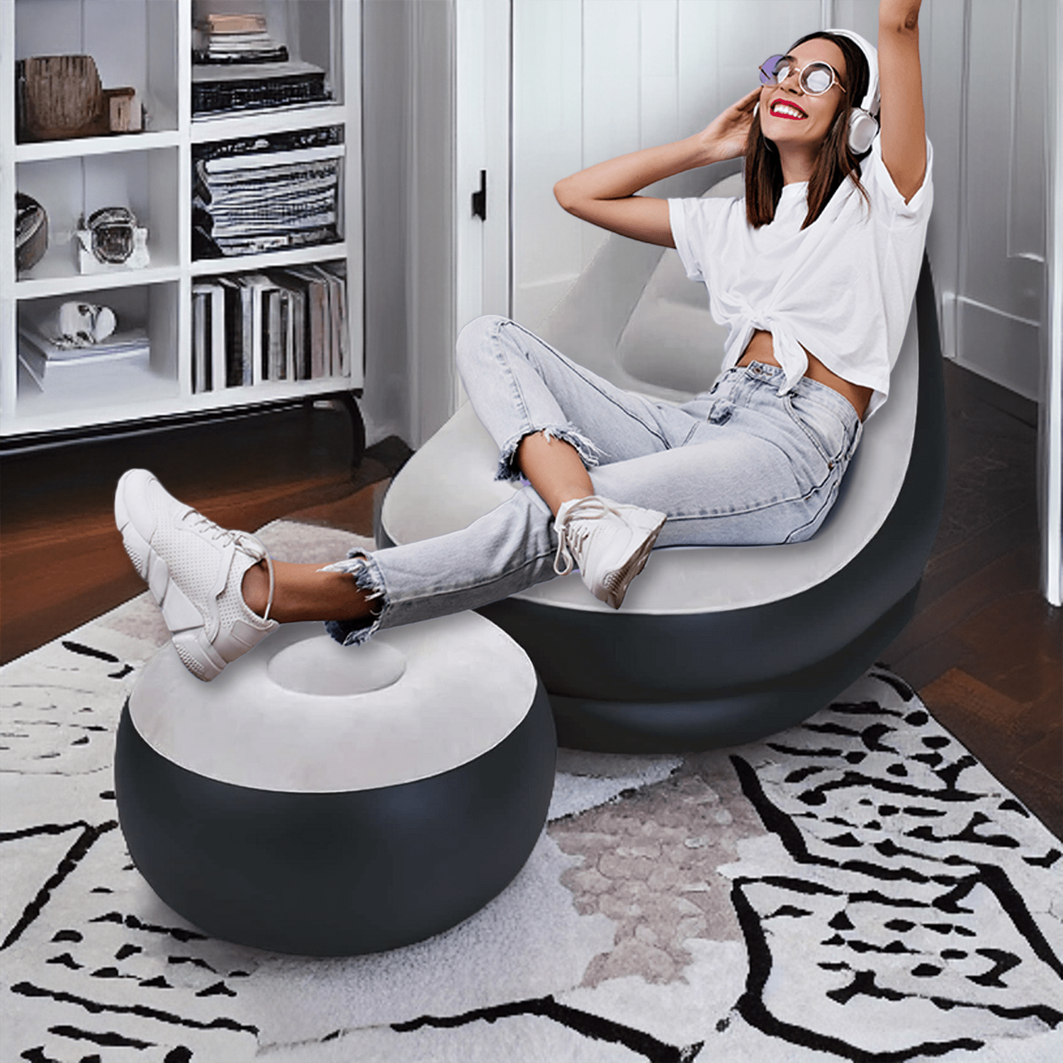 Inflatable Lounger with Waterproof, Plastic, Deluxe Lounger - product gallery image 3